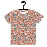 3D Floral Print Kids T-Shirt – Spring Crew Neck Tee, Soft Breathable Toddler Top, Cute Bloom Pattern Short Sleeve Shirt for Girls