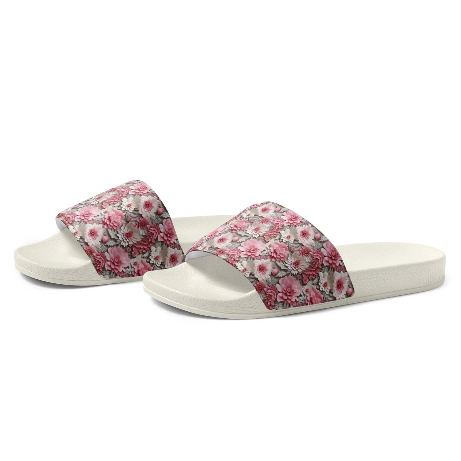 3D Floral Print Women’s Slides | Seamless Pattern Summer Sandals | Comfortable Slide Sandals for Women | Cute Pool Slides | House Slippers