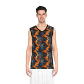 Abstract Flame Pattern Basketball Jersey, Sportswear, Team Jersey, Gifts for Athletes, Unique Sports Apparel
