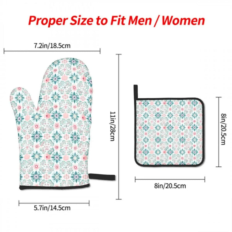 Oven Mitts and Pot Holders Sets (3pcs), Spring Fashion Kitchen Decor, Designer Kitchen, Mom Gift