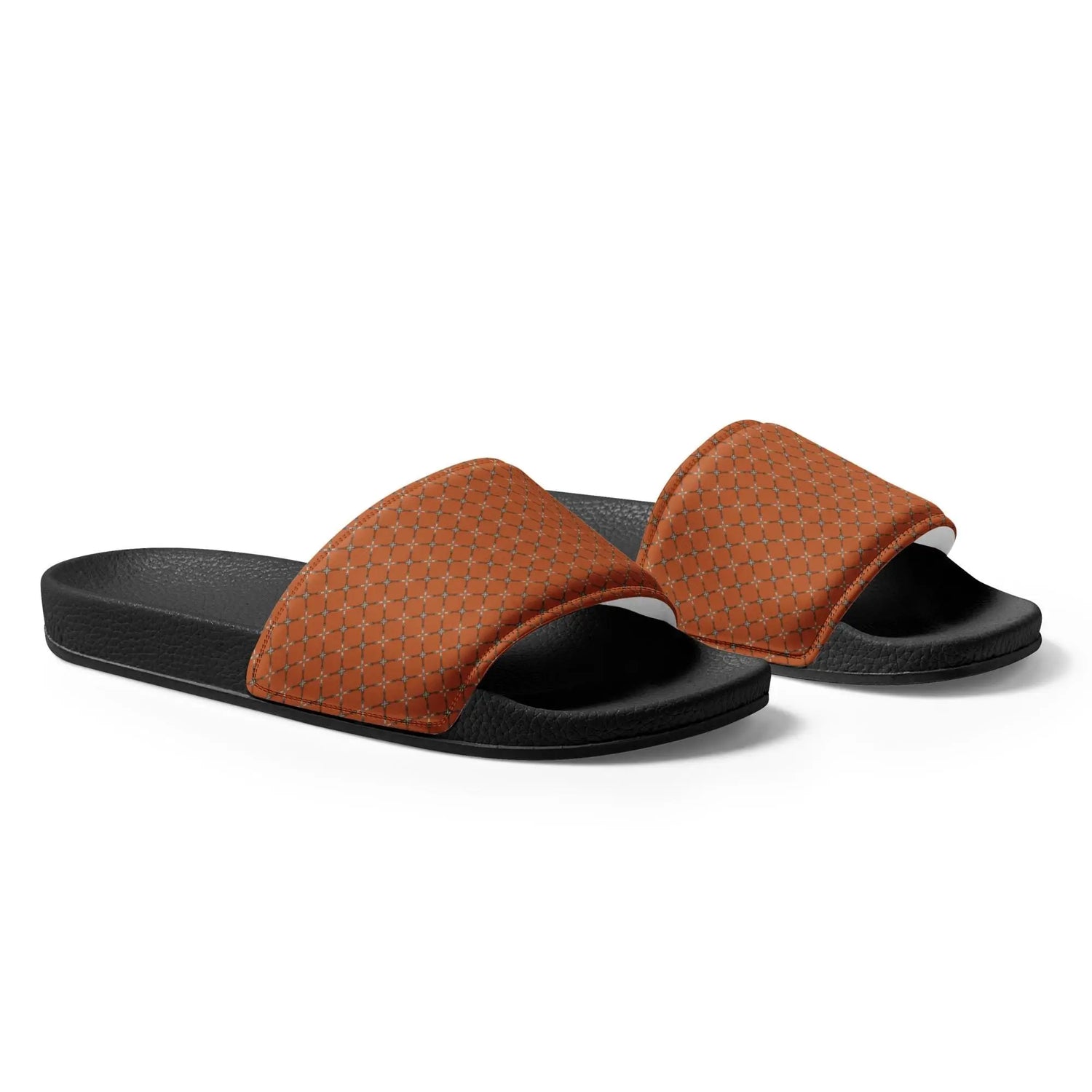 Stylish Orange Geometric Men’s Slides – Comfort Meets Bold Design