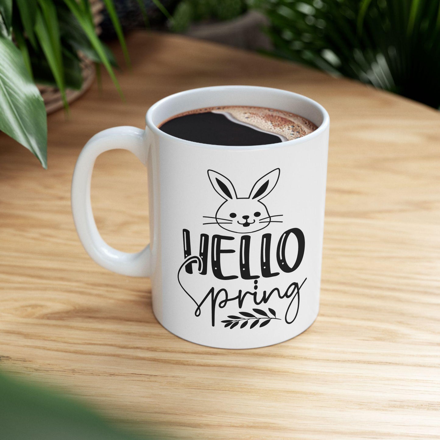 Cute Spring Bunny Ceramic Mug - Perfect Gift for Easter, Spring Decor, Coffee Lovers, Nature Enthusiasts, Dishwasher Safe