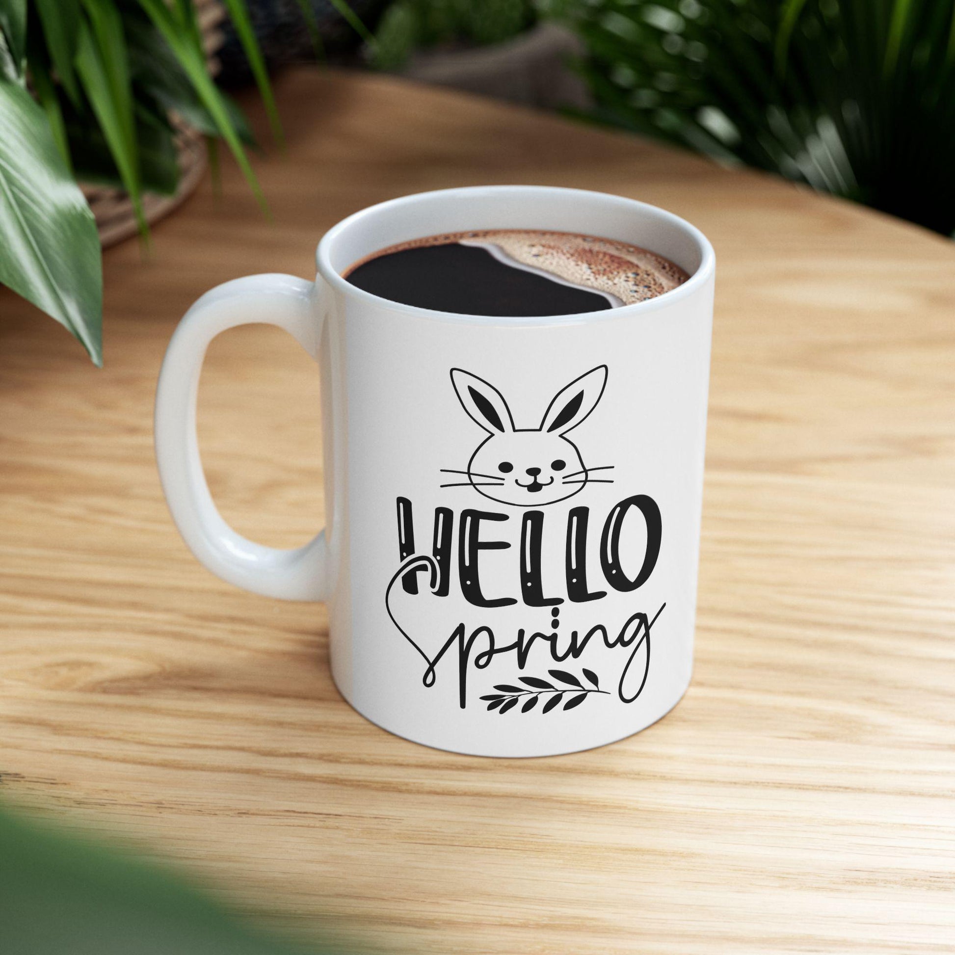 Cute Spring Bunny Ceramic Mug - Perfect Gift for Easter, Spring Decor, Coffee Lovers, Nature Enthusiasts, Dishwasher Safe