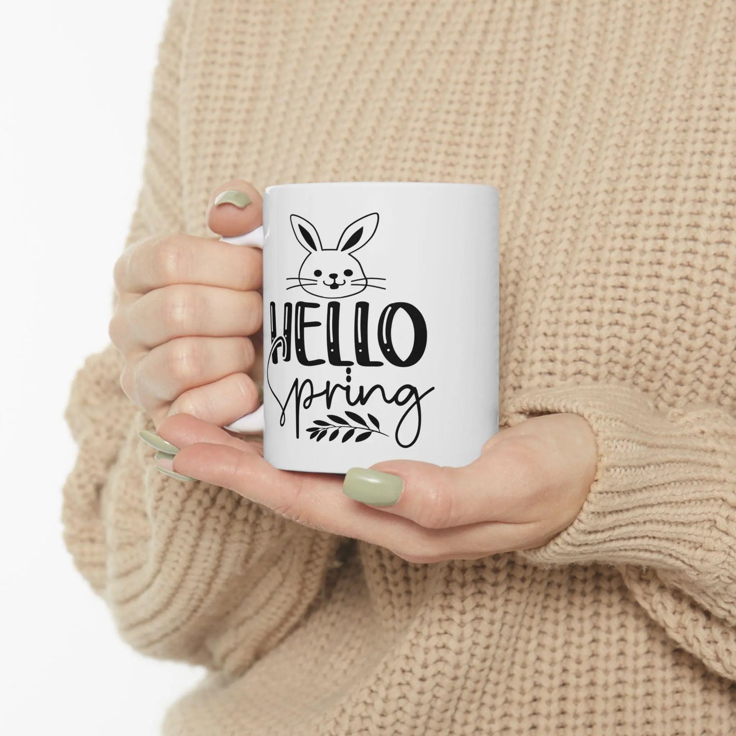 Cute Spring Bunny Ceramic Mug - Perfect Gift for Easter, Spring Decor, Coffee Lovers, Nature Enthusiasts, Dishwasher Safe