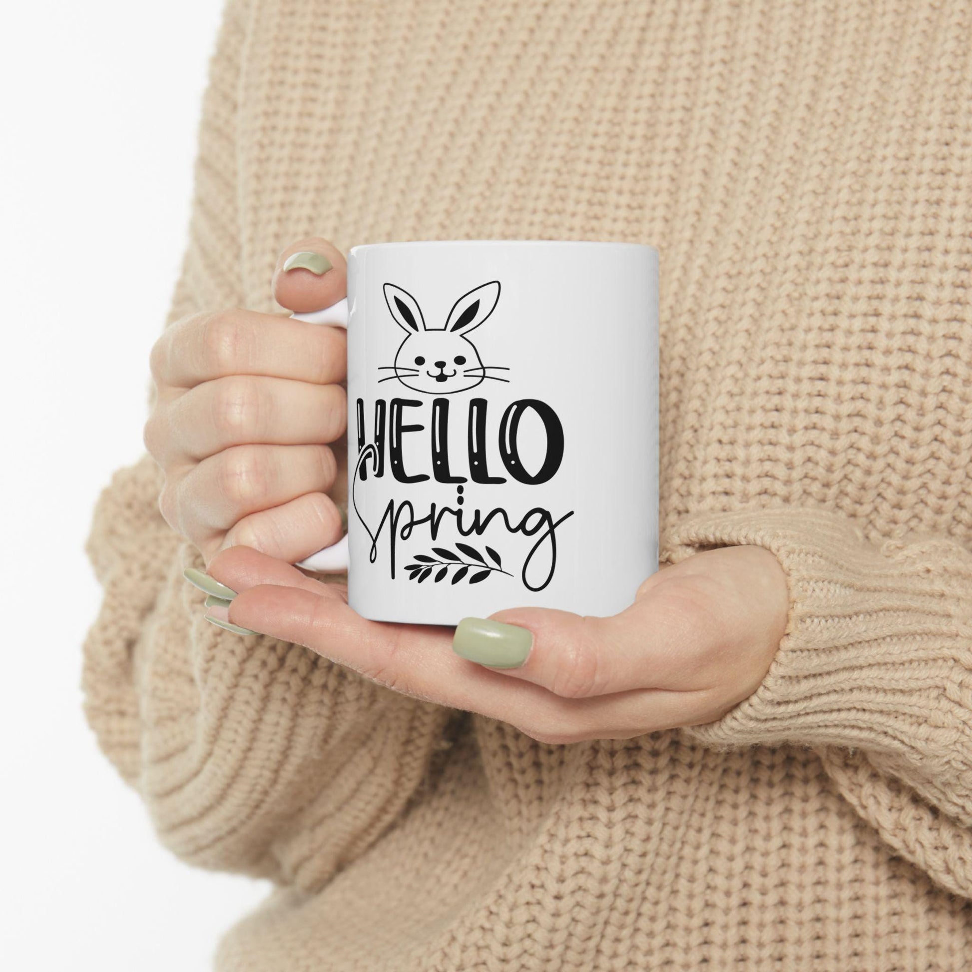 Cute Spring Bunny Ceramic Mug - Perfect Gift for Easter, Spring Decor, Coffee Lovers, Nature Enthusiasts, Dishwasher Safe