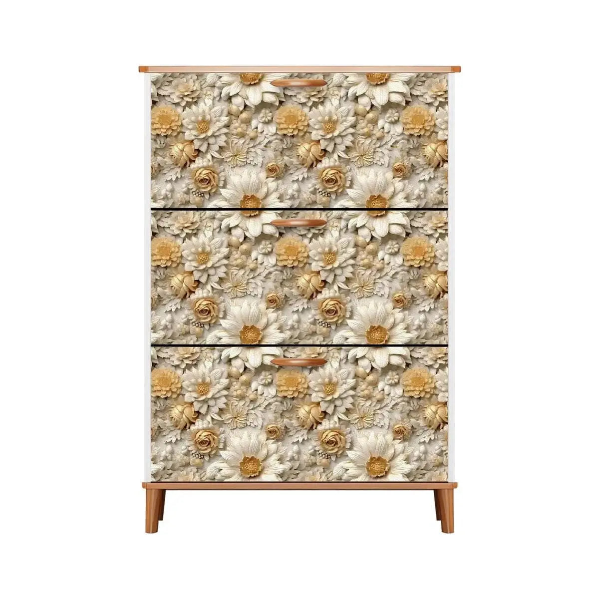 Floral Shoe Cabinet (Made in USA), Designer Home Office Shoe Organizer, Great Gift