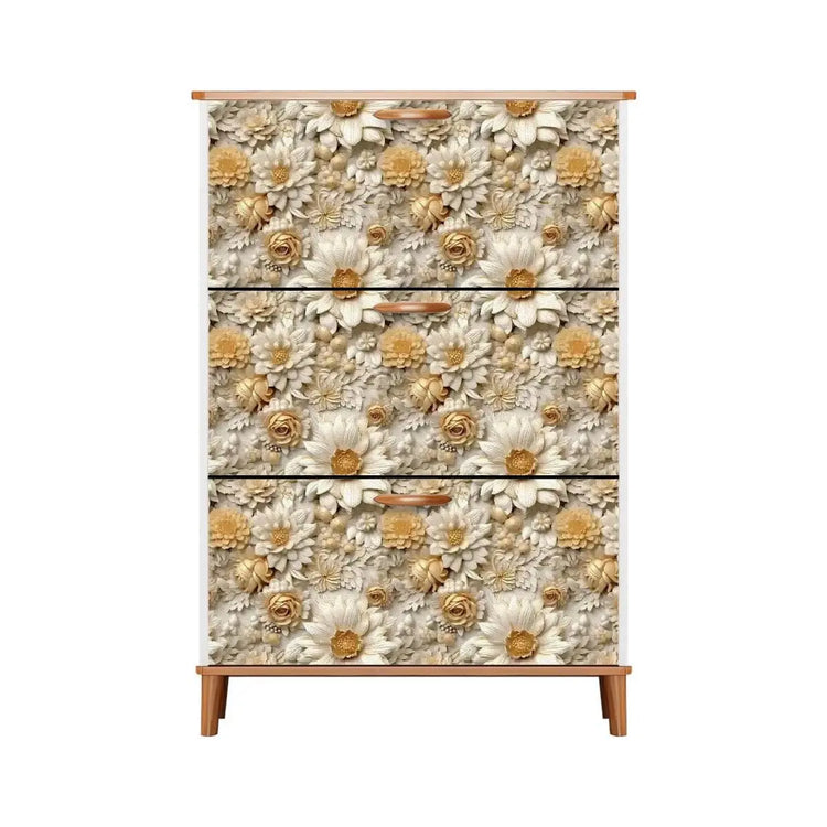 Floral Shoe Cabinet (Made in USA), Designer Home Office Shoe Organizer, Great Gift