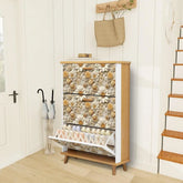 Floral Shoe Cabinet (Made in USA), Designer Home Office Shoe Organizer, Great Gift