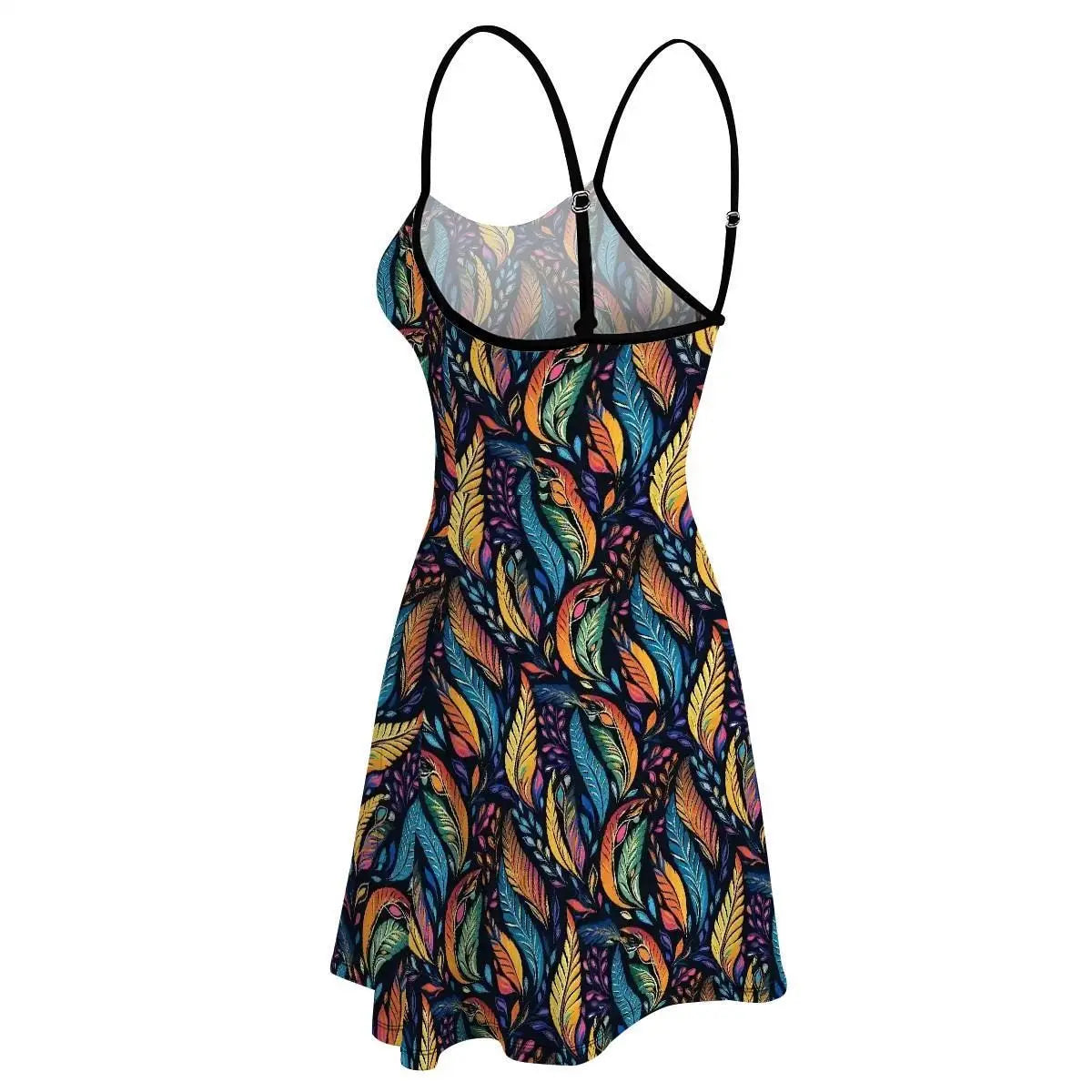 Female All Over Pattern Cute Spring Summer Short Spaghetti Strap A-Line Dress | Great for Gift | Cool Weather Womens Wear