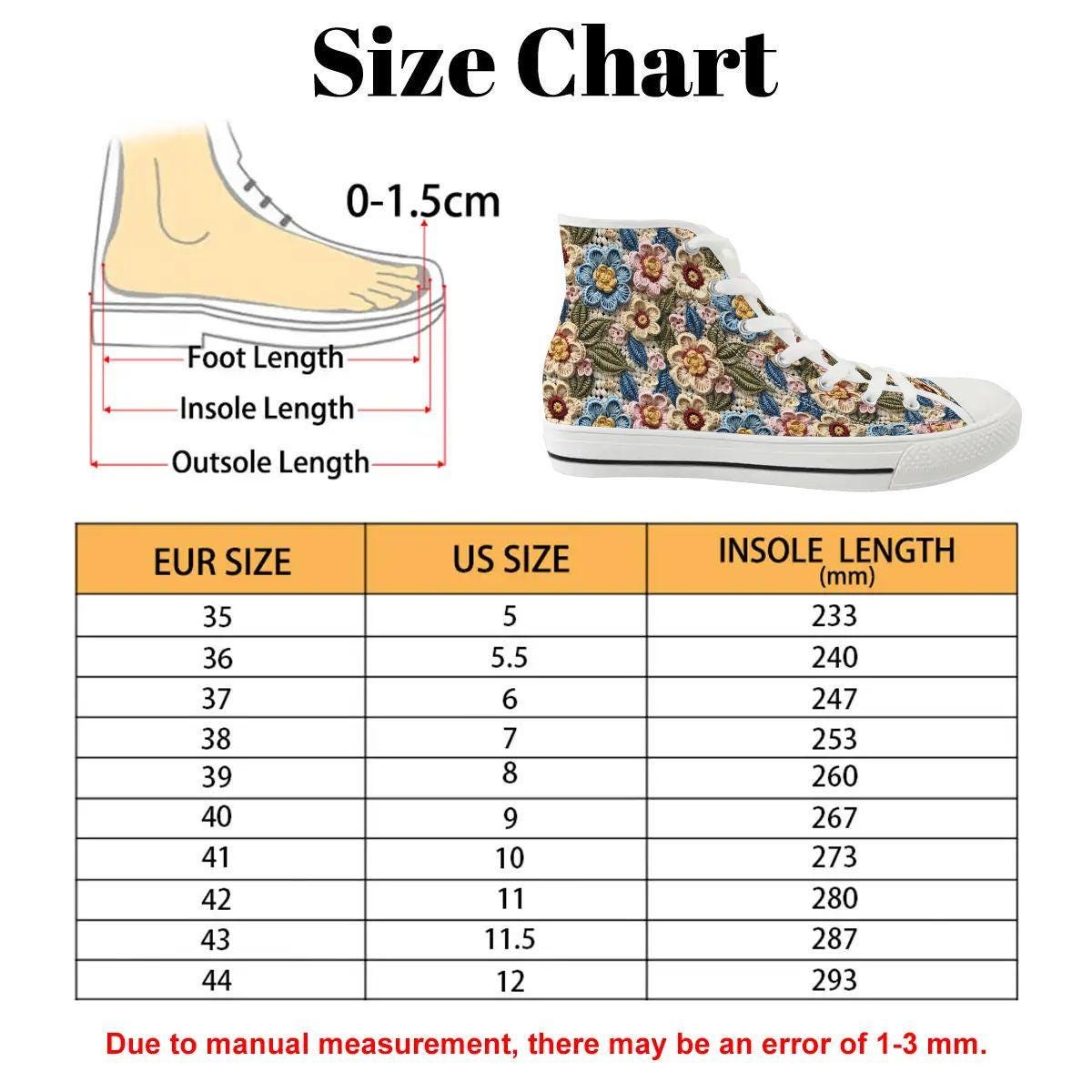 Women's Custom 3D Floral Print High Top Canvas Shoes | Unique Artistic Sneakers | Handmade Fashion Footwear