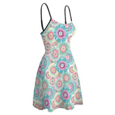Women’s Floral Print Short Dress – Pastel Spring Spaghetti Strap A-Line Dress, Perfect Gift for Her