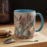 3D Easter Bunnies Coffee Mug, Spring Holiday Tea Cup, Easter Bunny Kitchen Decor, Cute Rabbit Drinkware, Pastel Easter Mug