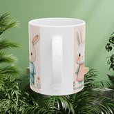 Spring Floral and Bunny Ceramic Mug | Cute Gift for Easter, Spring Decor, Coffee Lover, Tea Cup, Happy Home