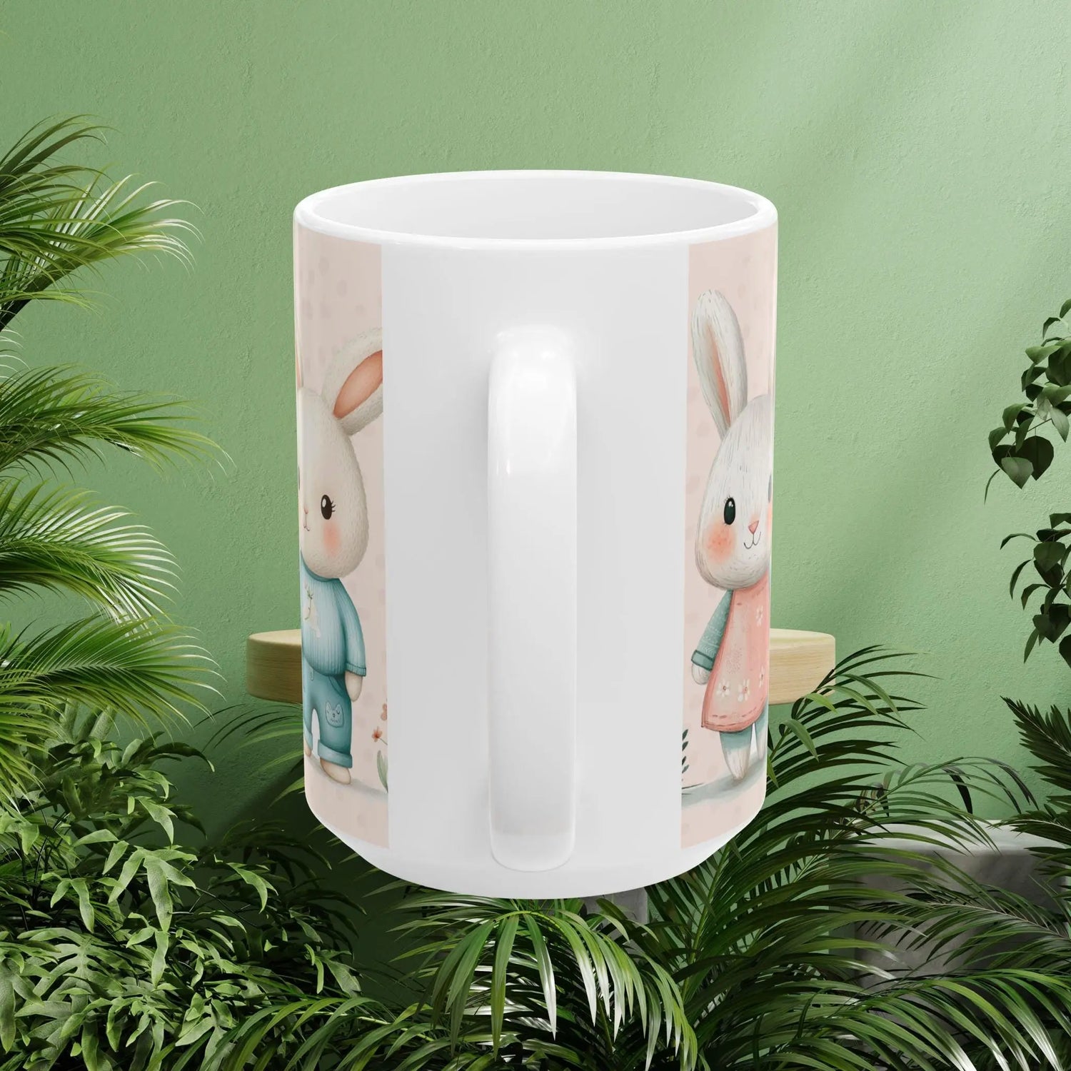 Spring Floral and Bunny Ceramic Mug | Cute Gift for Easter, Spring Decor, Coffee Lover, Tea Cup, Happy Home