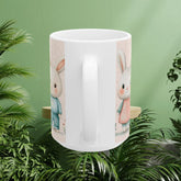 Spring Floral and Bunny Ceramic Mug | Cute Gift for Easter, Spring Decor, Coffee Lover, Tea Cup, Happy Home