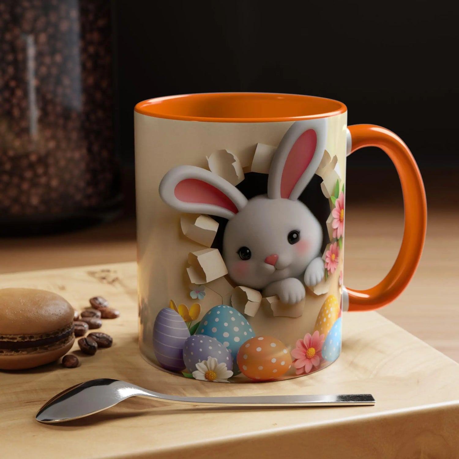 Cute Easter Bunny Coffee Mug, Spring Decor Mug, Funny Gift for Kids, Tea Cup, Easter Celebration, Unique Kitchenware