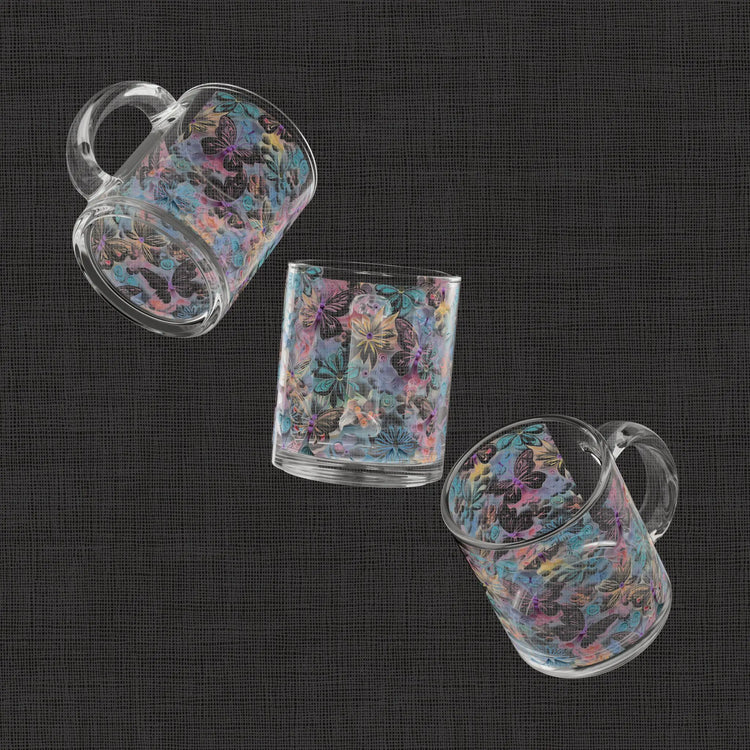 Butterfly Bloom Floral Glass Mug | 10oz Floral Drinkware, Home Decor, Gift for Her, Springtime Sip, Garden Party Essentials