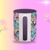 Floral Accent Coffee Mug, Vibrant 3D Butterfly Design, Gift for Nature Lovers, Mother&