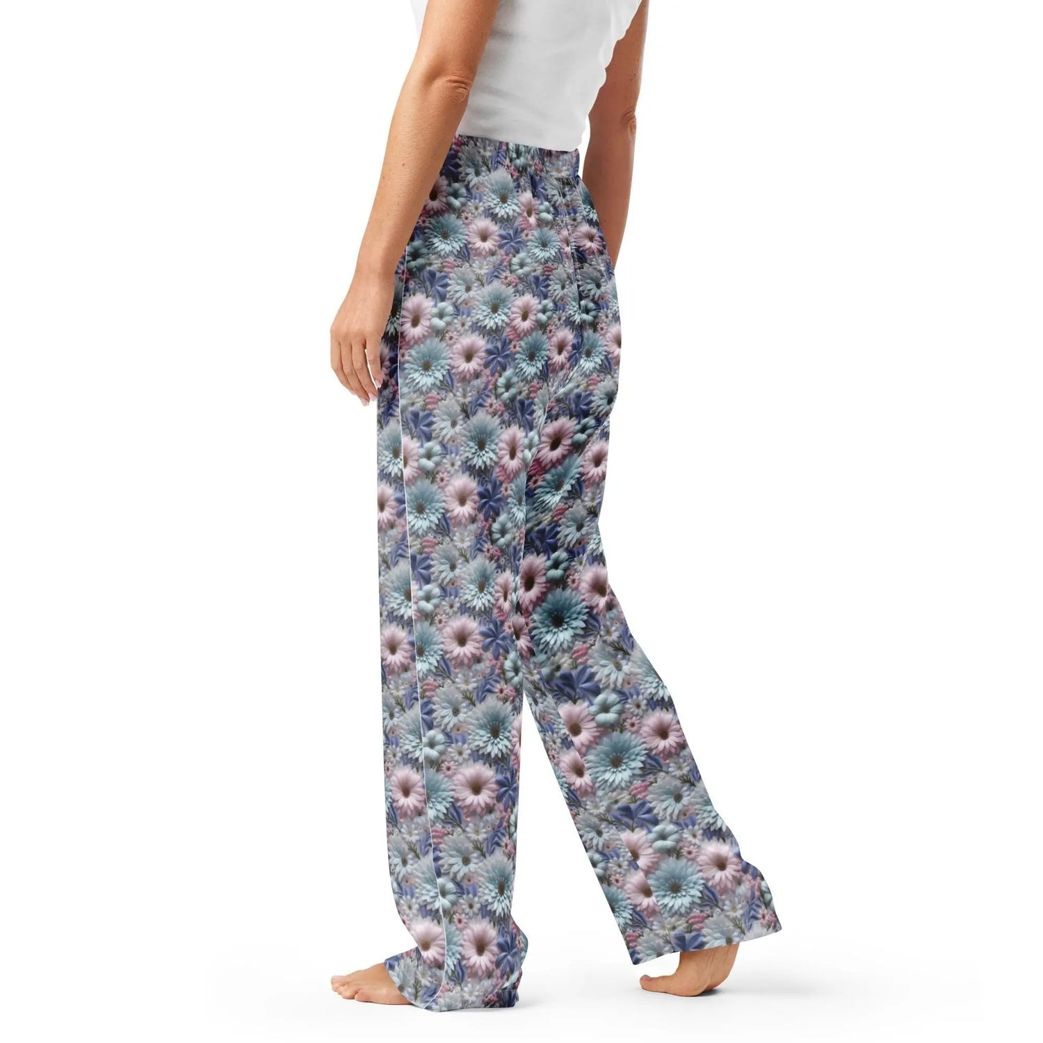 3D Floral Pajama Pants for Women – Spring Soft Lounge Pants – Comfort Sleepwear – Cute Printed PJ Bottoms – Cozy Elastic Waist Pants