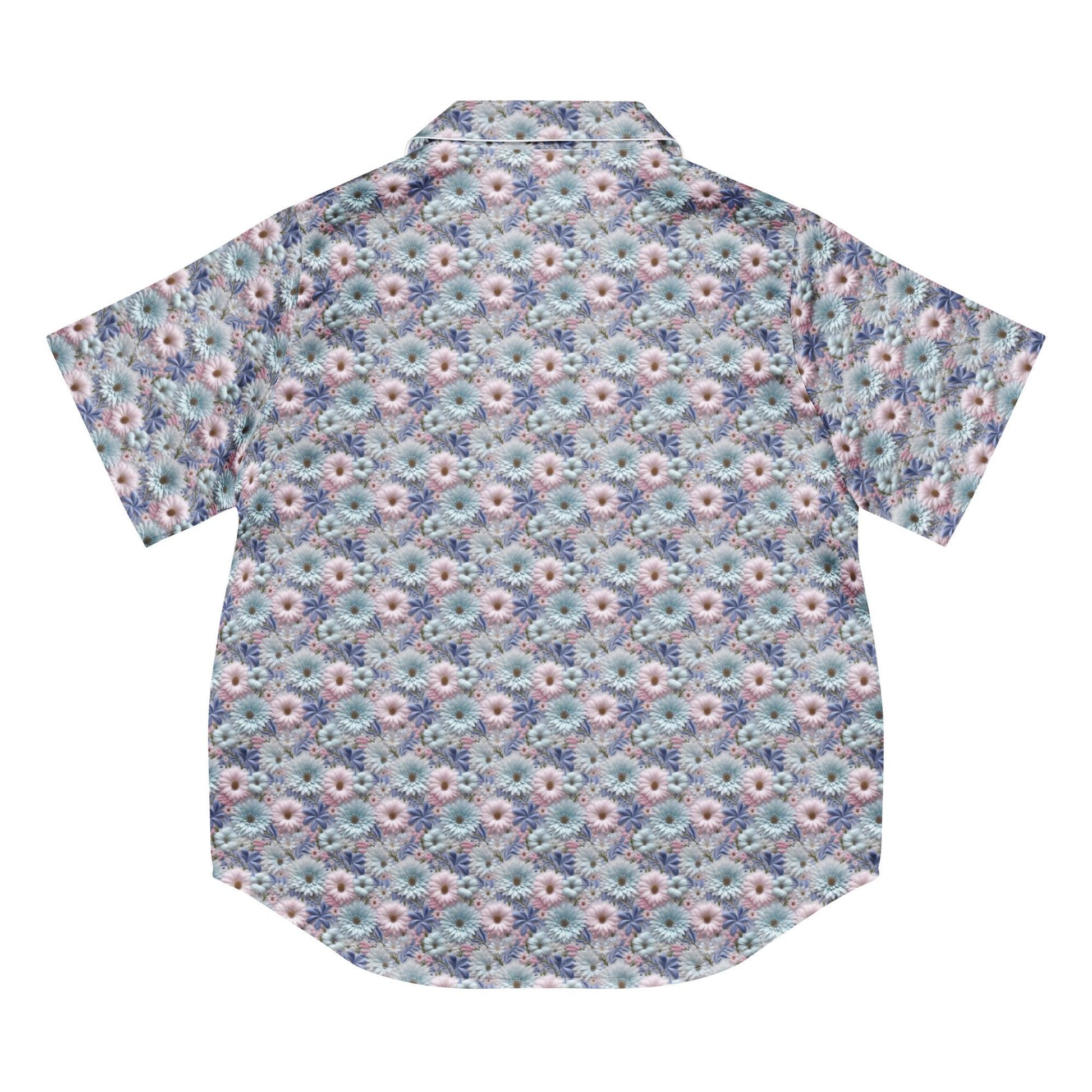 3D Floral Pajama Top Women&#39;s - Blue Short Sleeve Sleep Shirt - Spring Summer PJ Set Matching Top - Soft Breathable Nightshirt