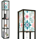 Colorful Spring Floor Lamp with Shelves (Made in USA), Designer Style Bright Living Room Hallway Shelf  Lamp