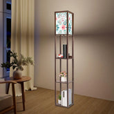 Colorful Spring Floor Lamp with Shelves (Made in USA), Designer Style Bright Living Room Hallway Shelf Lamp