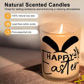 Easter Frosted Jar Scented Candle with Lid (6oz), Simple Minimilist Bunny Spring Design Aromatherapy Candle