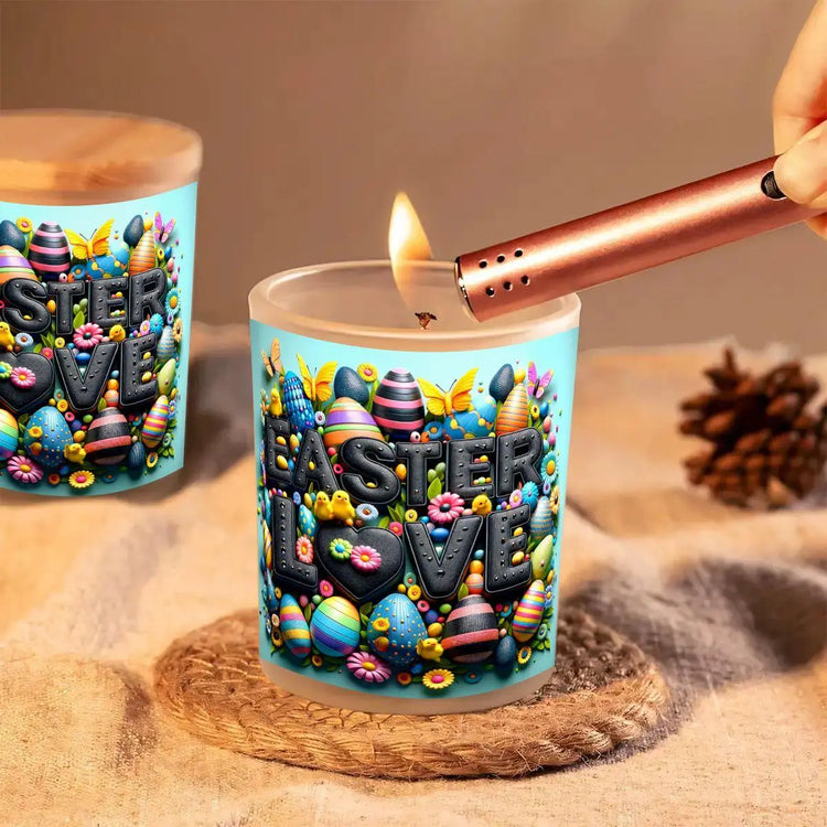 Easter Frosted Jar Scented Candle with Lid (6oz), 3D Design Spring Accent Aromatherapy Candle