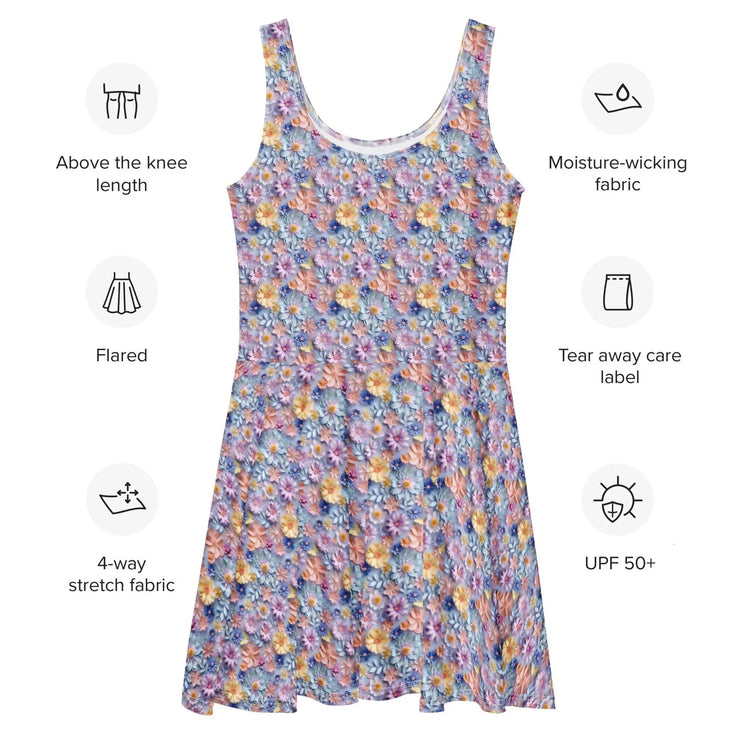Spring Floral Skater Dress - Lightweight Sleeveless A-Line Swing Dress - Small to Plus Size - Wedding Guest, Garden Party, Date Night Outfit
