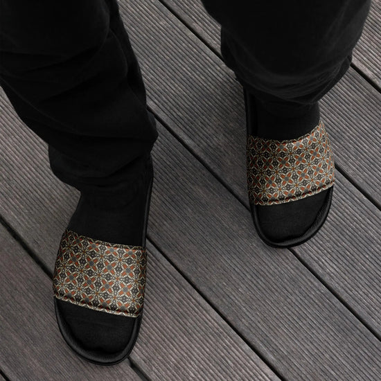 Stylish Geometric Print Men’s Slides – Lightweight Summer House Slippers, Comfortable Indoor/Outdoor Slides for Men