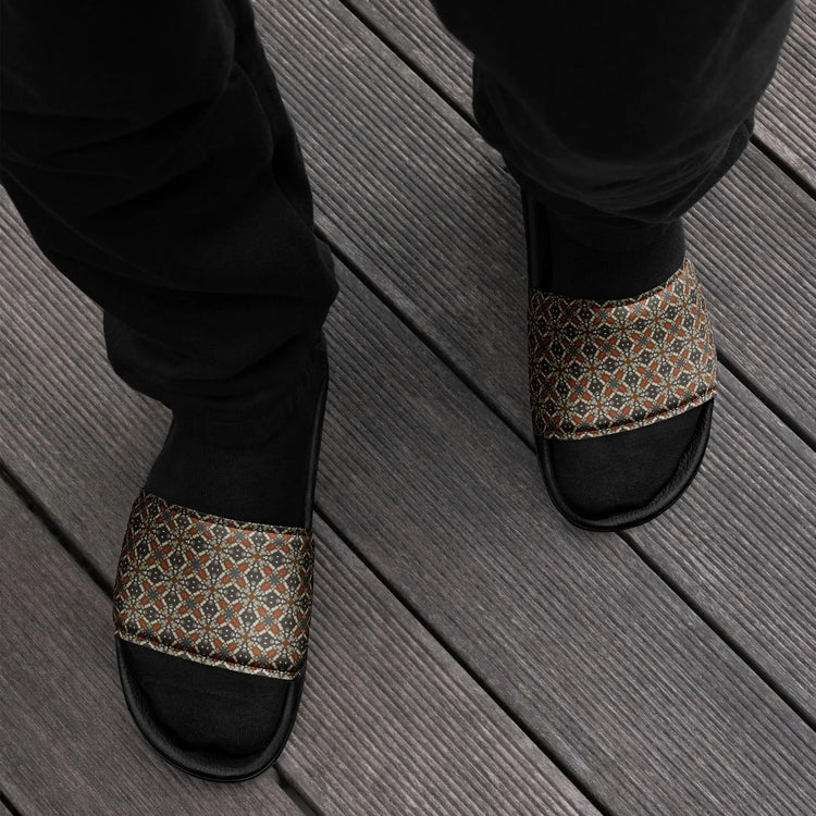 Stylish Geometric Print Men’s Slides – Lightweight Summer House Slippers, Comfortable Indoor/Outdoor Slides for Men