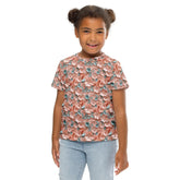 3D Floral Print Kids T-Shirt – Spring Crew Neck Tee, Soft Breathable Toddler Top, Cute Bloom Pattern Short Sleeve Shirt for Girls