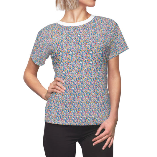 Colorful Floral Tee, Women&#39;s Casual Summer Top, Vintage Style Shirt, Gift for Her, Trendy Everyday Wear, Flower Print Tshirt, Women&#39;s