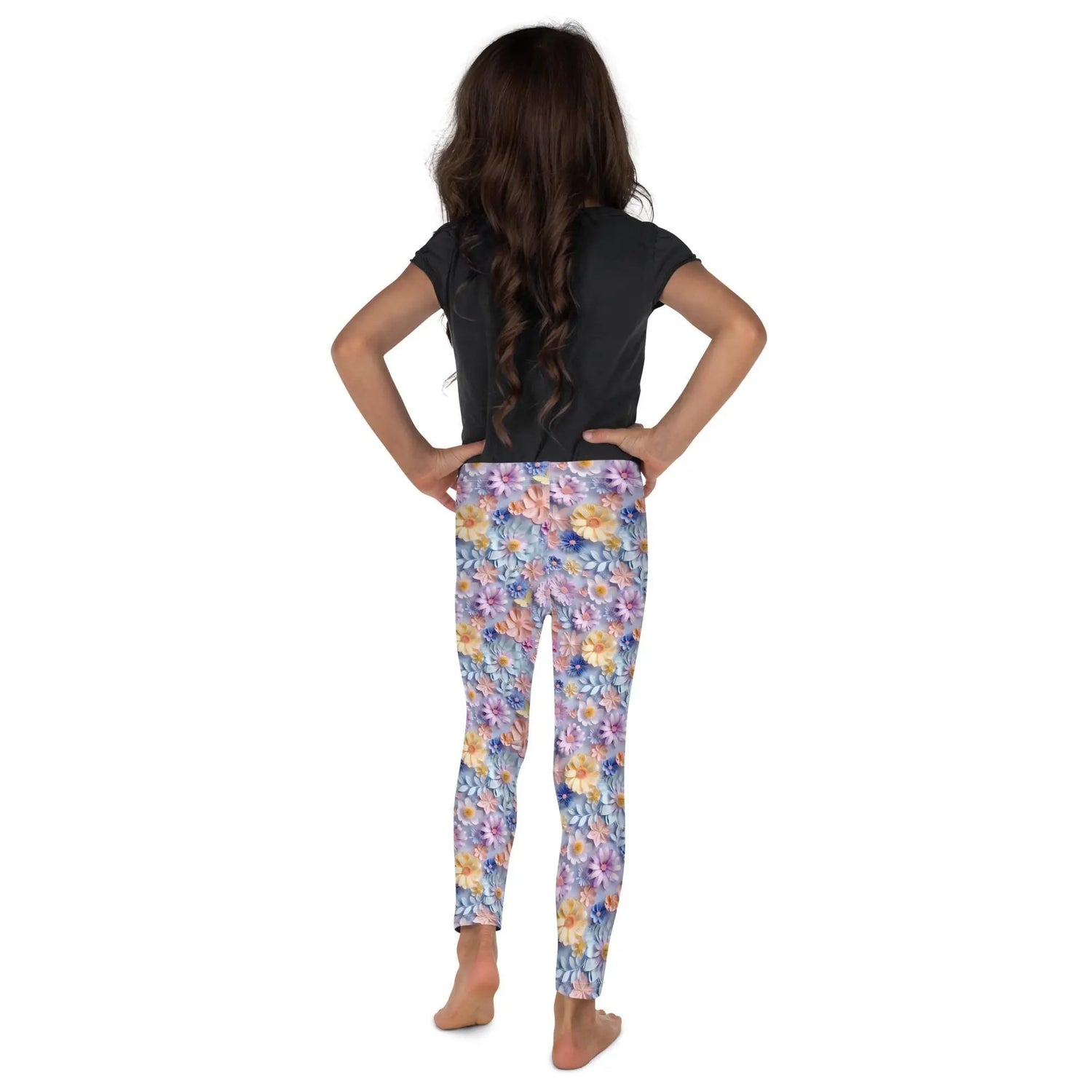 3D Floral Print Kids Leggings – Spring Bloom Pattern Toddler Pants, Soft Stretchy Leggings for Girls, Cute All-Over Flower Design Playwear