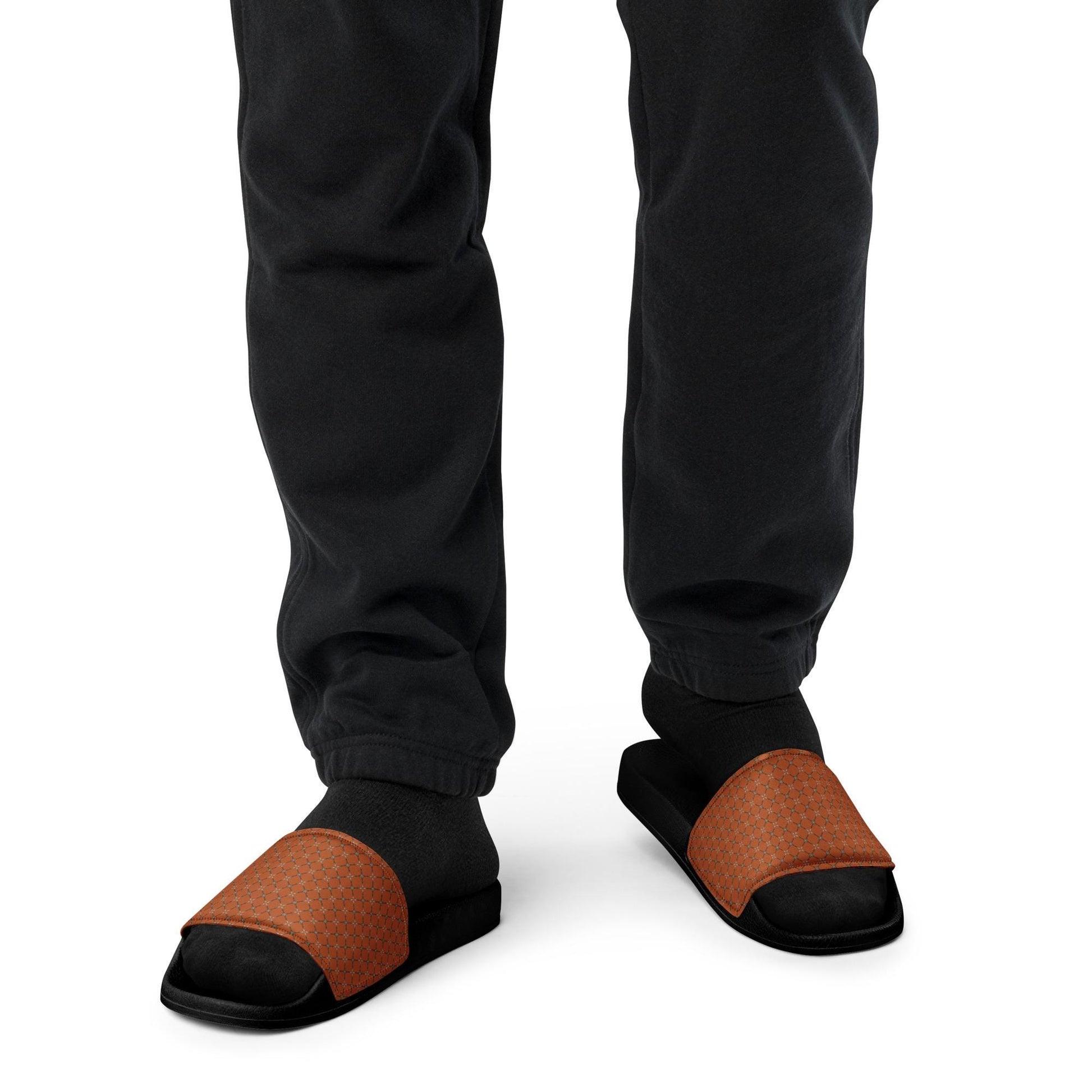 Stylish Orange Geometric Men’s Slides – Comfort Meets Bold Design
