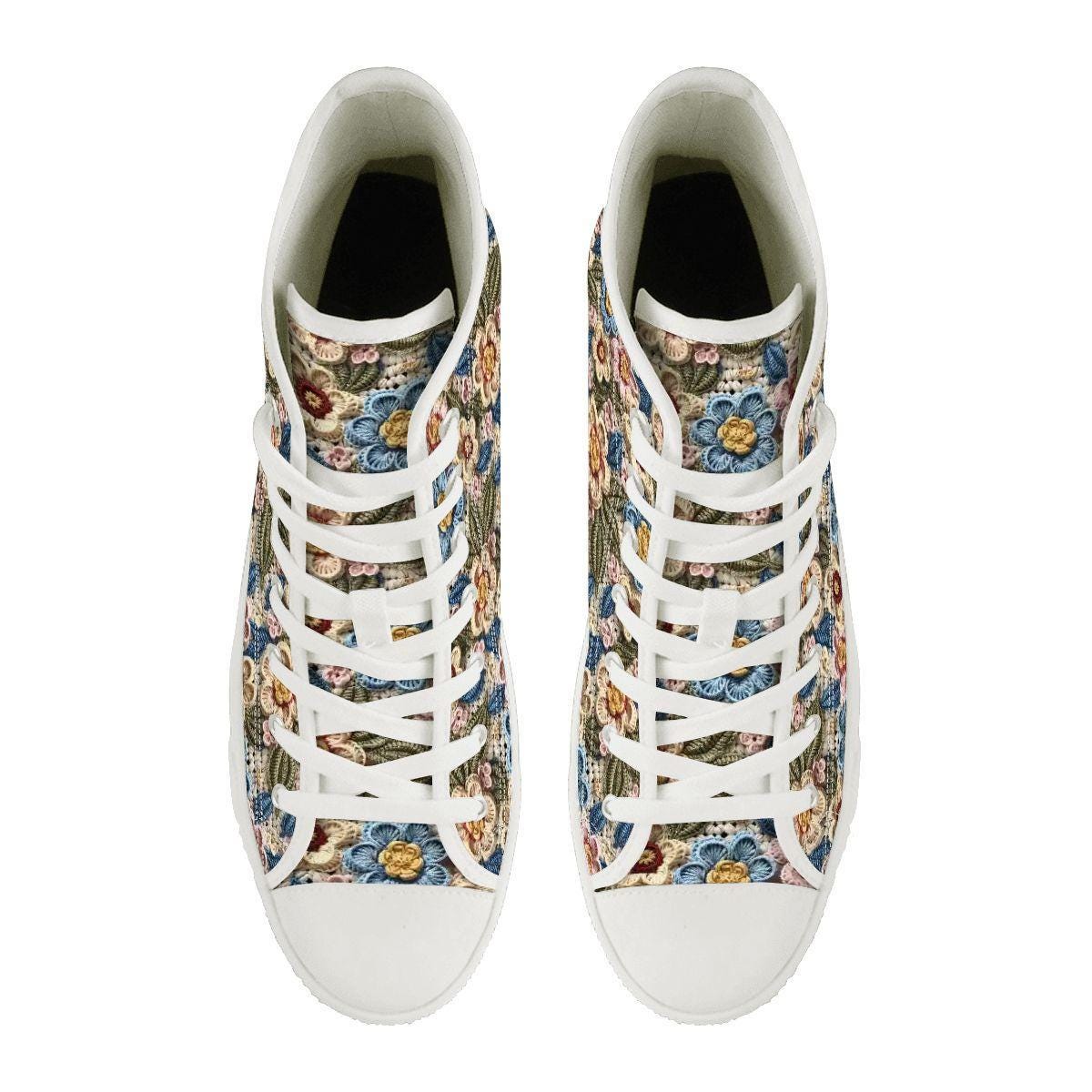 Women's Custom 3D Floral Print High Top Canvas Shoes | Unique Artistic Sneakers | Handmade Fashion Footwear