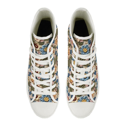 Women's Custom 3D Floral Print High Top Canvas Shoes | Unique Artistic Sneakers | Handmade Fashion Footwear