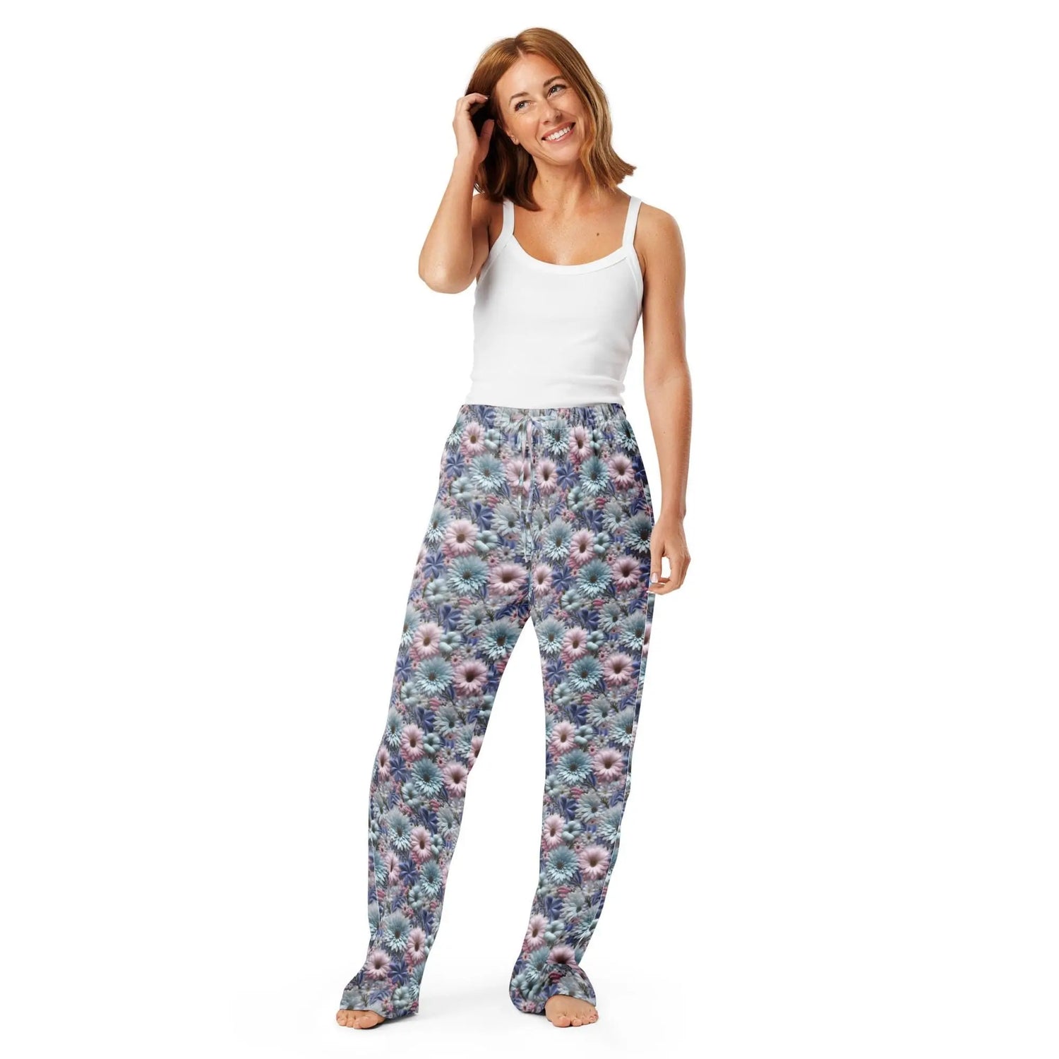 3D Floral Pajama Pants for Women – Spring Soft Lounge Pants – Comfort Sleepwear – Cute Printed PJ Bottoms – Cozy Elastic Waist Pants