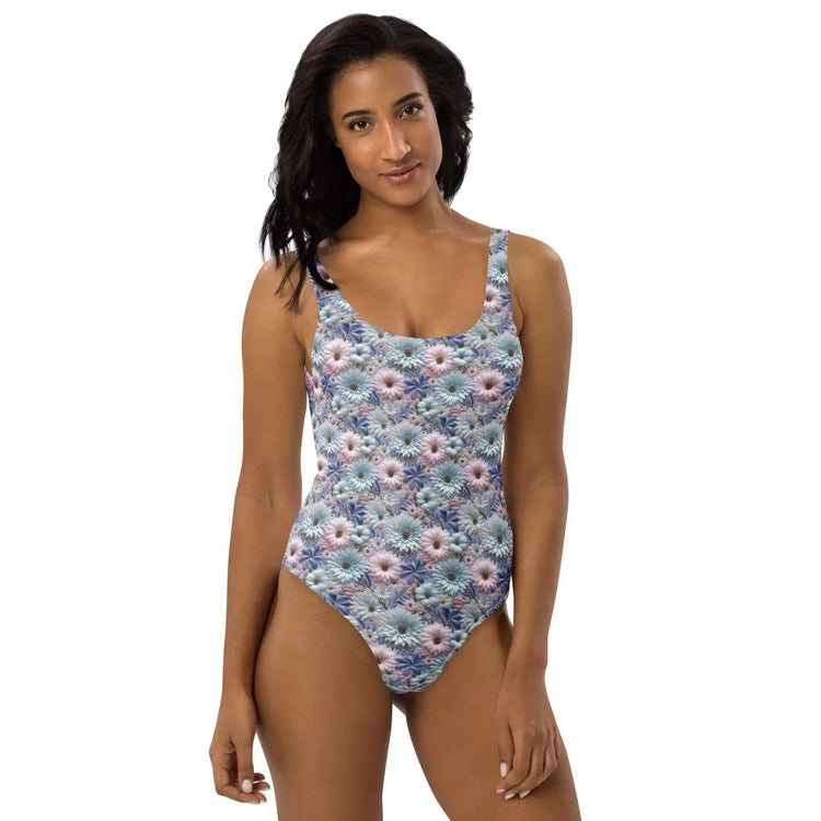 3D Floral One-Piece Swimsuit – All-Over Print Bathing Suit – Women’s Summer Beach Swimsuit – Sexy High-Cut Swimwear – Vacation Swim Suit