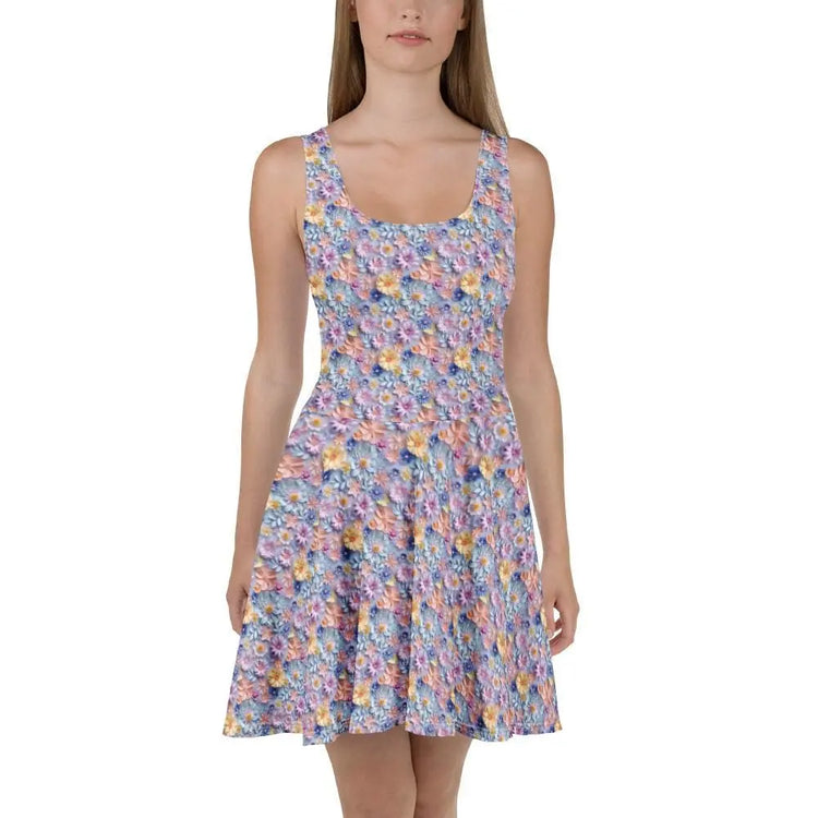 Spring Floral Skater Dress - Lightweight Sleeveless A-Line Swing Dress - Small to Plus Size - Wedding Guest, Garden Party, Date Night Outfit