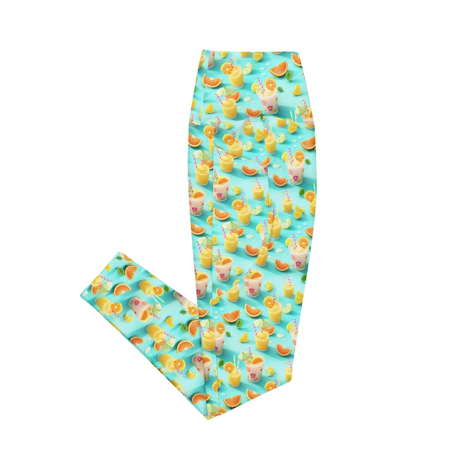 Vibrant Summer Fruity Delight Leggings with Pockets – Fun Printed Yoga Pants, Women&