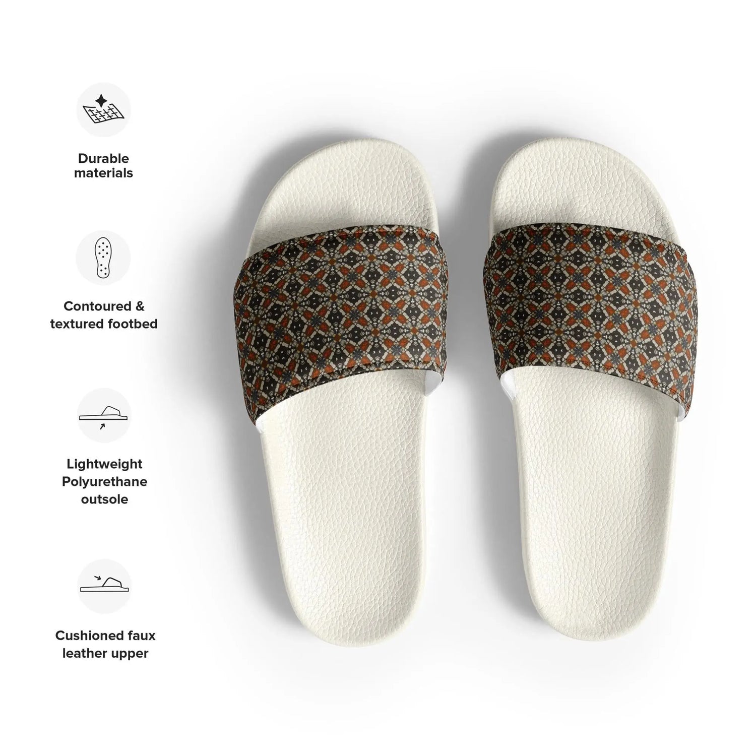 Stylish Geometric Print Men’s Slides – Lightweight Summer House Slippers, Comfortable Indoor/Outdoor Slides for Men