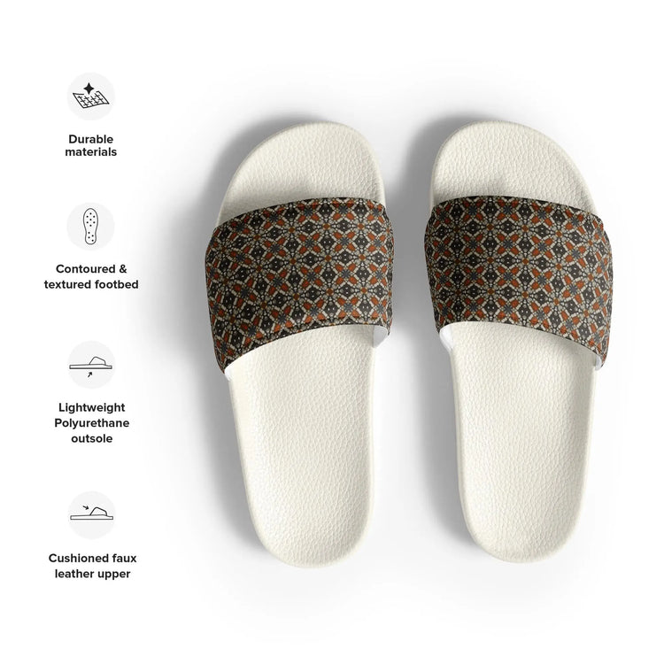 Stylish Geometric Print Men’s Slides – Lightweight Summer House Slippers, Comfortable Indoor/Outdoor Slides for Men