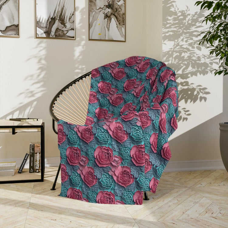 Floral Rose Microfiber Blanket, Cozy Throw, Soft Home Decor, Perfect Gift for Birthdays, Weddings, and Anniversaries