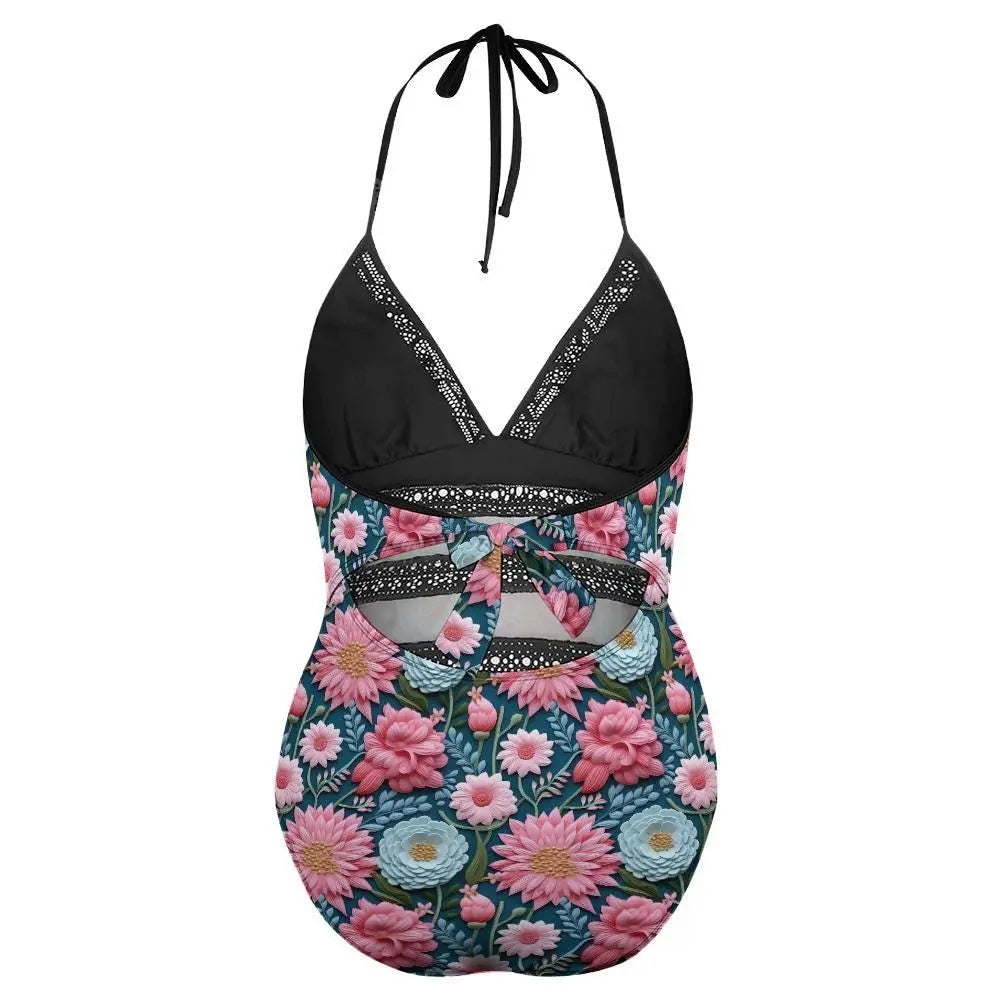 3D Floral Plus Size Bikini – Women’s High-Waisted Swimsuit – Summer Beachwear