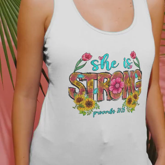Strong women handmade beach cute Christian faith proverbs bible  verse athletic casual everyday summer look racer back tank top great  gift